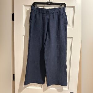 J. Jill Navy Gauze Cropped Wide-Leg Pants